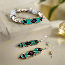 Load image into Gallery viewer, Beaded Earrings & Bracelet Sets -Blue Aqua Marine