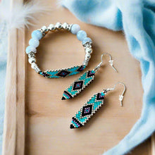 Load image into Gallery viewer, Beaded Earrings & Bracelet Sets -Blue Aqua Marine
