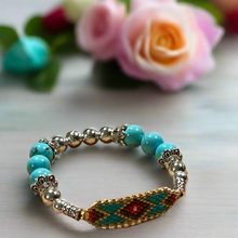 Load image into Gallery viewer, Mocs N More Totem Bracelets - Beaded Turquoise & Gold