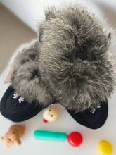 Load image into Gallery viewer, Laurentian Chief Baby Moccasins Navy Blue ON SALE NOW