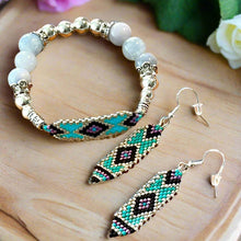 Load image into Gallery viewer, Beaded Earrings & Bracelet Sets -Blue Aqua Marine