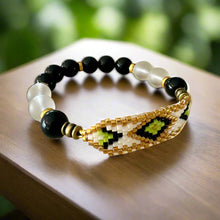 Load image into Gallery viewer, Mocs N More - Men's Hand Beaded Black Onyx & Clear Quartz