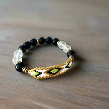 Load image into Gallery viewer, Mocs N More - Men's Hand Beaded Black Onyx & Clear Quartz