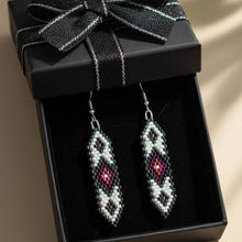 Load image into Gallery viewer, Beaded earrings in a black gift box with a bow