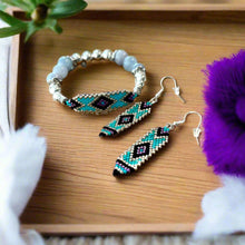 Load image into Gallery viewer, Beaded Earrings & Bracelet Sets -Blue Aqua Marine