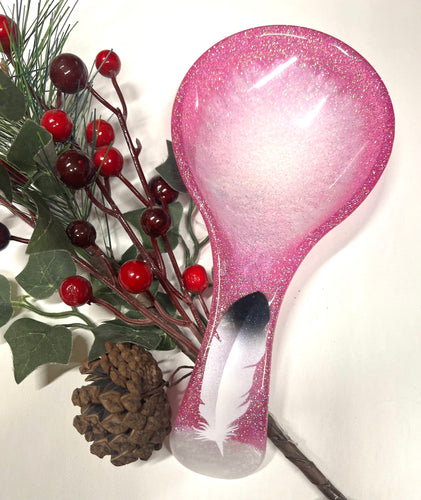 Pink Pearl Feather Spoon Rests