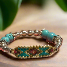Load image into Gallery viewer, Mocs N More Totem Bracelets - Beaded Turquoise & Gold