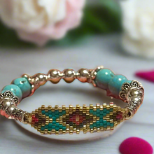 Load image into Gallery viewer, Mocs N More Totem Bracelets - Beaded Turquoise & Gold