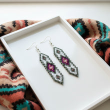 Load image into Gallery viewer, Beaded earrings on a decorative card with floral design