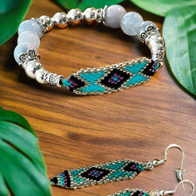 Load image into Gallery viewer, Beaded Earrings & Bracelet Sets -Blue Aqua Marine