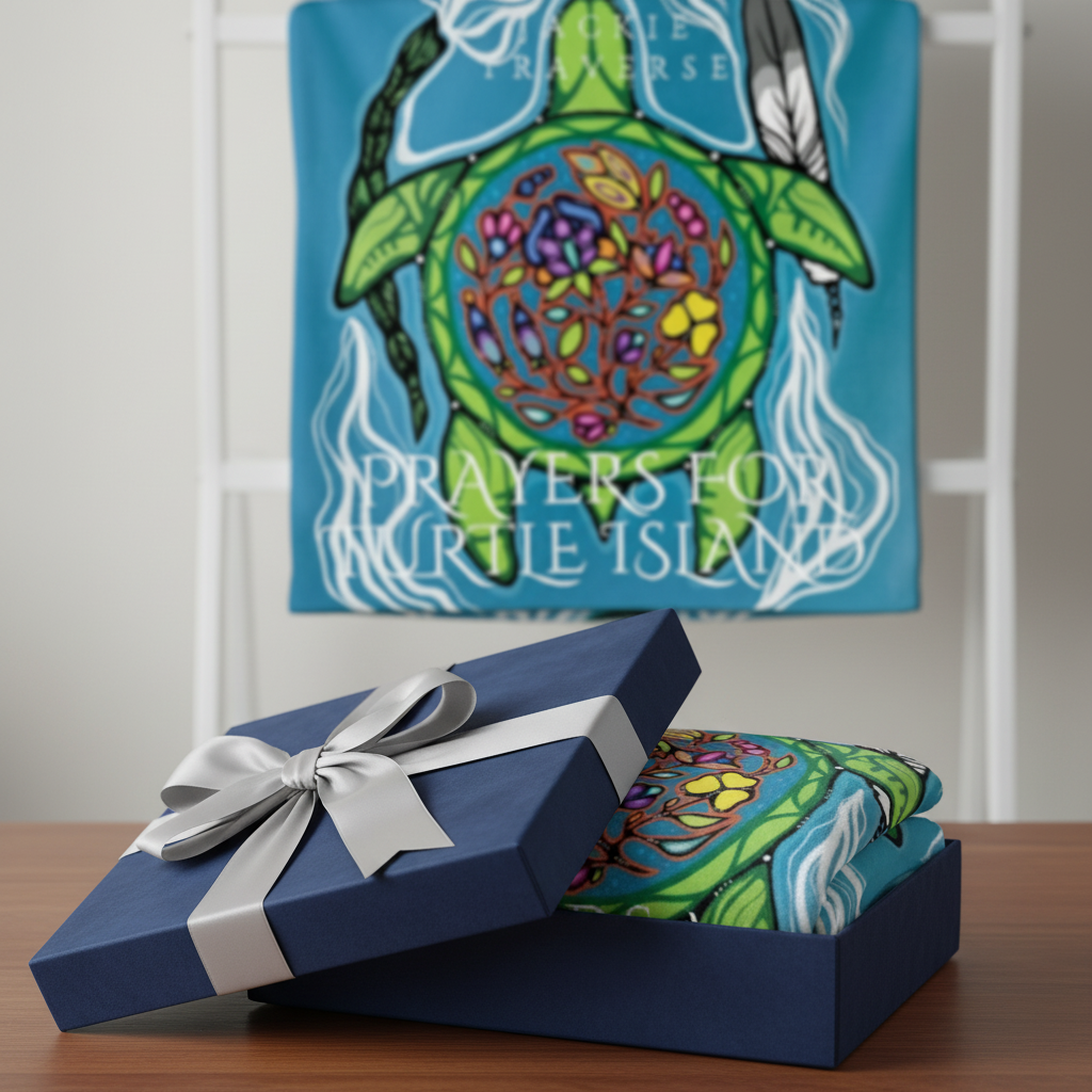 Prayers for Turtle Island Fleece Blanket | Indigenous Art by