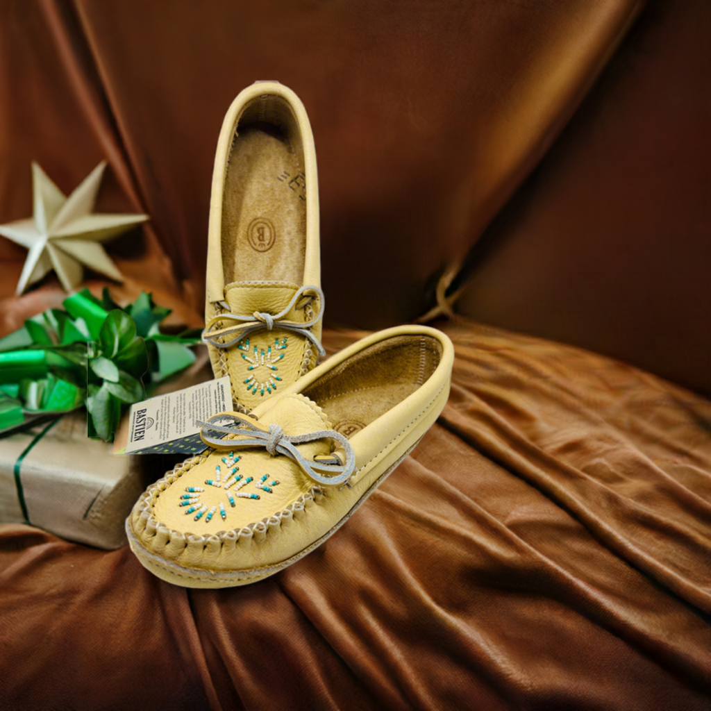 Gold moccasin slippers online