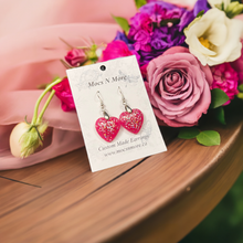 Load image into Gallery viewer, Mocs N More Earrings - Sparkling Fushia 1" Hearts