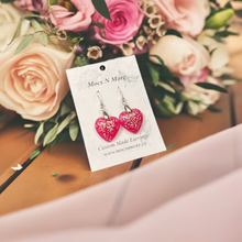 Load image into Gallery viewer, Mocs N More Earrings - Sparkling Fushia 1" Hearts