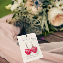 Load image into Gallery viewer, Mocs N More Earrings - Sparkling Fushia 1" Hearts