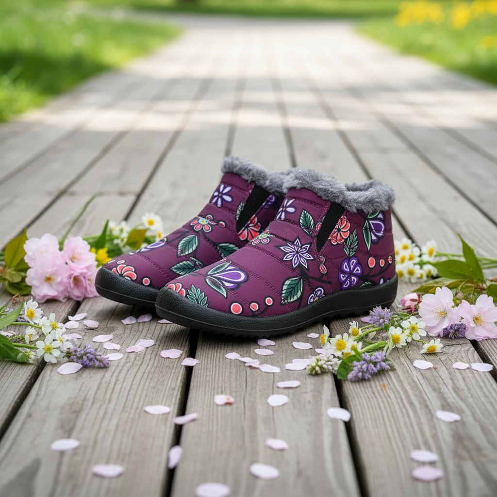 Ojibwe Floral Indigenous Nylon Boots by Storm Angeconeb | Mocs n More