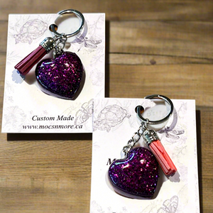 Mocs N More - Violet Heart Keychains & Tassel