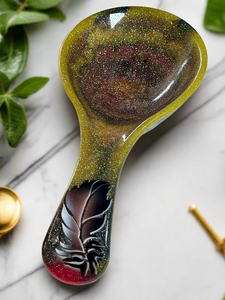 Spoon Rest - Gold Feather