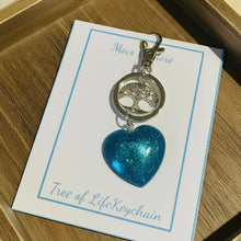 Load image into Gallery viewer, Turquoise Heart Tree of Life Keychain - Hand-Poured Epoxy Resin