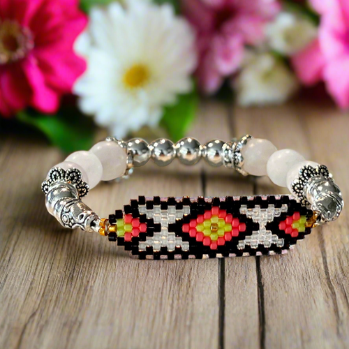 Mocs N More Totem Bracelets - Beaded Matte Rose Quartz