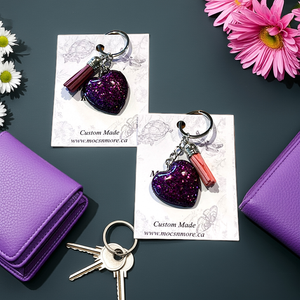 Mocs N More - Violet Heart Keychains & Tassel