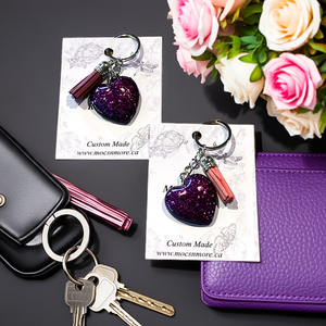 Mocs N More - Violet Heart Keychains & Tassel