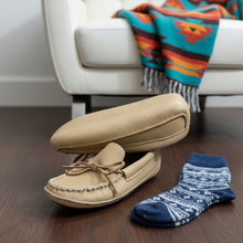 Load image into Gallery viewer, Huron Handcrafted Moose Hide Moccasins - Men's Triple Sole