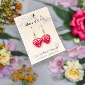 Mocs N More Earrings - Sparkling Fushia Hearts