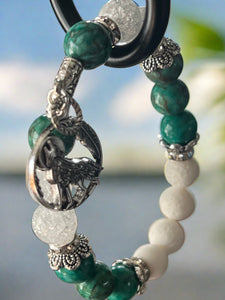 Mocs N More Totem Bracelets - Green Howlite Wolf