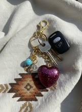Load image into Gallery viewer, Violet Heart Keychain &amp; Tassel - Handcrafted Epoxy Resin