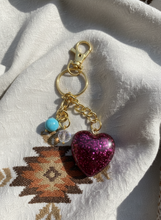 Load image into Gallery viewer, Violet Heart Keychain &amp; Tassel - Handcrafted Epoxy Resin