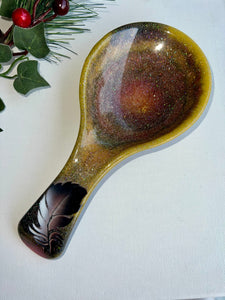 Spoon Rest - Gold Feather