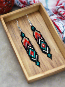 Mocs N More Hand Beaded Earrings - Sunrise Feather