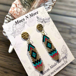 Mocs N More Earrings - Gold Diamond Feather