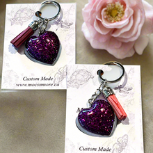 Load image into Gallery viewer, Mocs N More - Violet Heart Keychains &amp; Tassel