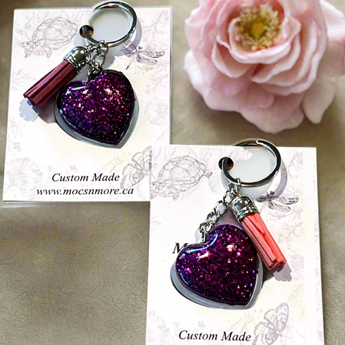 Mocs N More - Violet Heart Keychains & Tassel