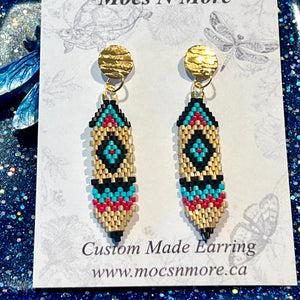 Mocs N More Earrings - Gold Diamond Feather