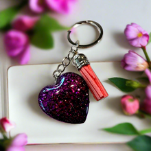Load image into Gallery viewer, Mocs N More - Violet Heart Keychains &amp; Tassel