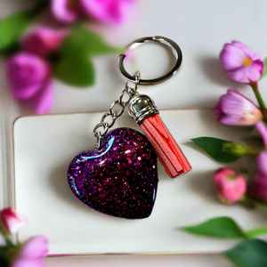 Mocs N More - Violet Heart Keychains & Tassel