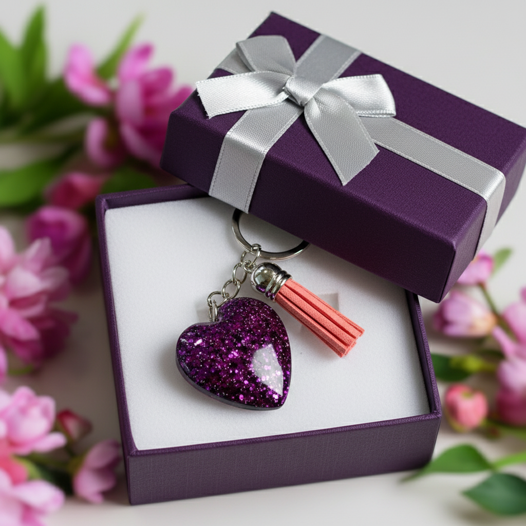 Mocs N More - Violet Heart Keychains & Tassel