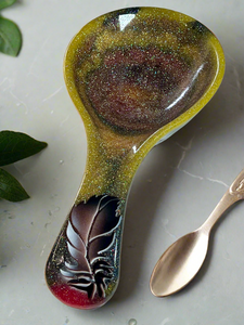 Spoon Rest - Gold Feather