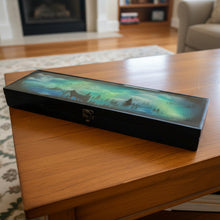 Load image into Gallery viewer, Decorative box with artistic design on a workbench