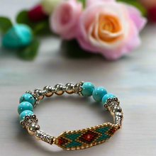 Load image into Gallery viewer, Mocs N More Totem Bracelets - Beaded Turquoise &amp; Gold