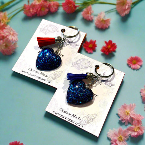 Mocs N More - Deep Blue Heart Keychain and Tassel