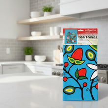 Load image into Gallery viewer, Colorful tea towel with abstract design on a gray surface