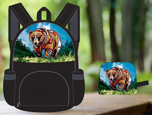 Foldable Indigenous Designed Backpacks - Spirit Bear