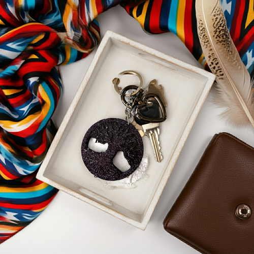 NEW Mocs N More - Tree of Life Black Keychain