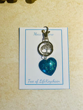 Load image into Gallery viewer, Turquoise Heart Tree of Life Keychain - Hand-Poured Epoxy Resin