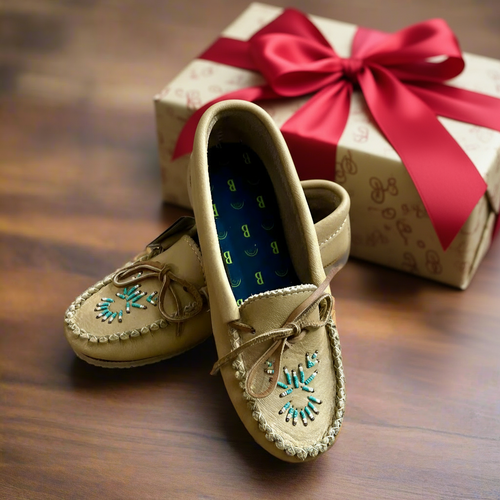 NEW Women Leather Moccasins - Outdoor/Indoor Unlined Oak
