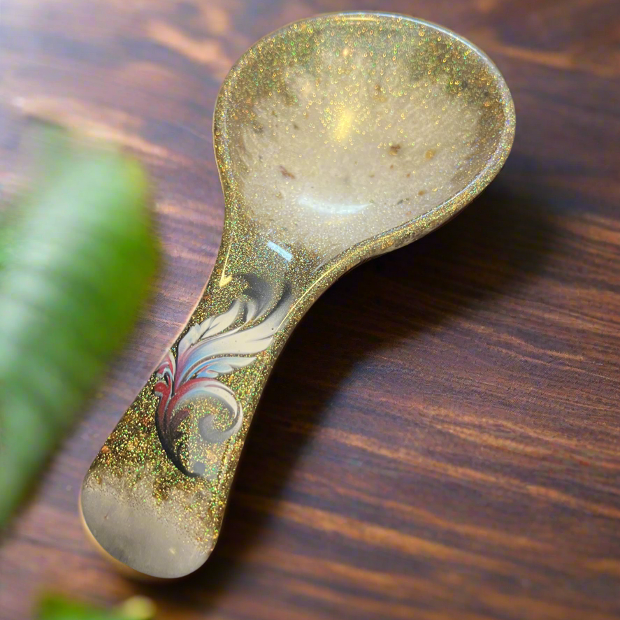 Spoon Rest - Gold Feather